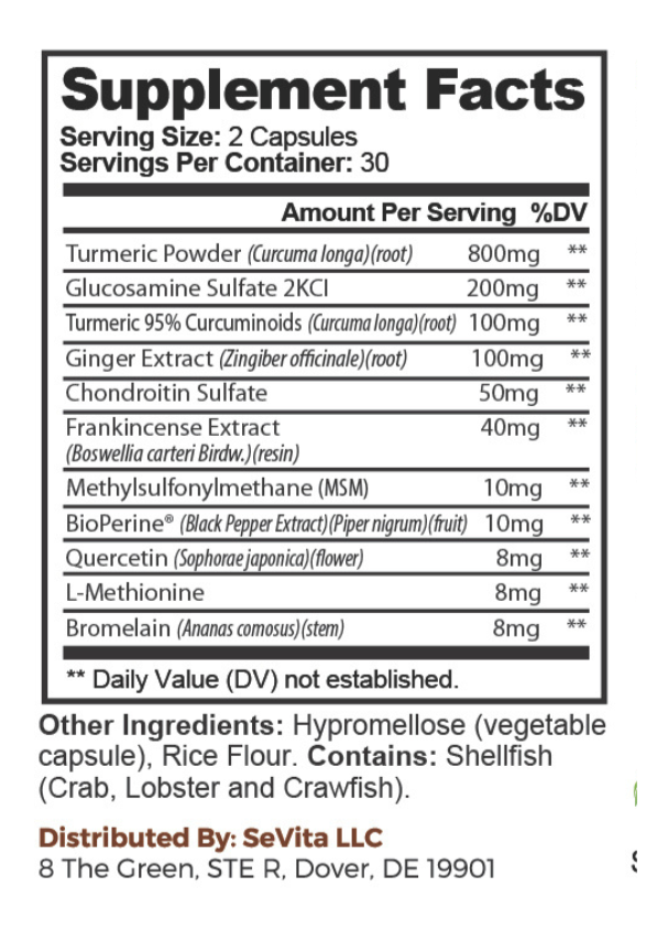 Sevita Platinum Turmeric with Glucosamie 60 Capsule
